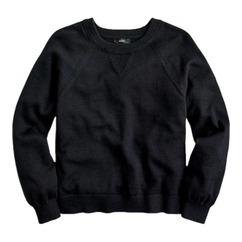 J Crew Sweater Womens Medium Cotton Cashmere Pullover Sweatshirt Top Black